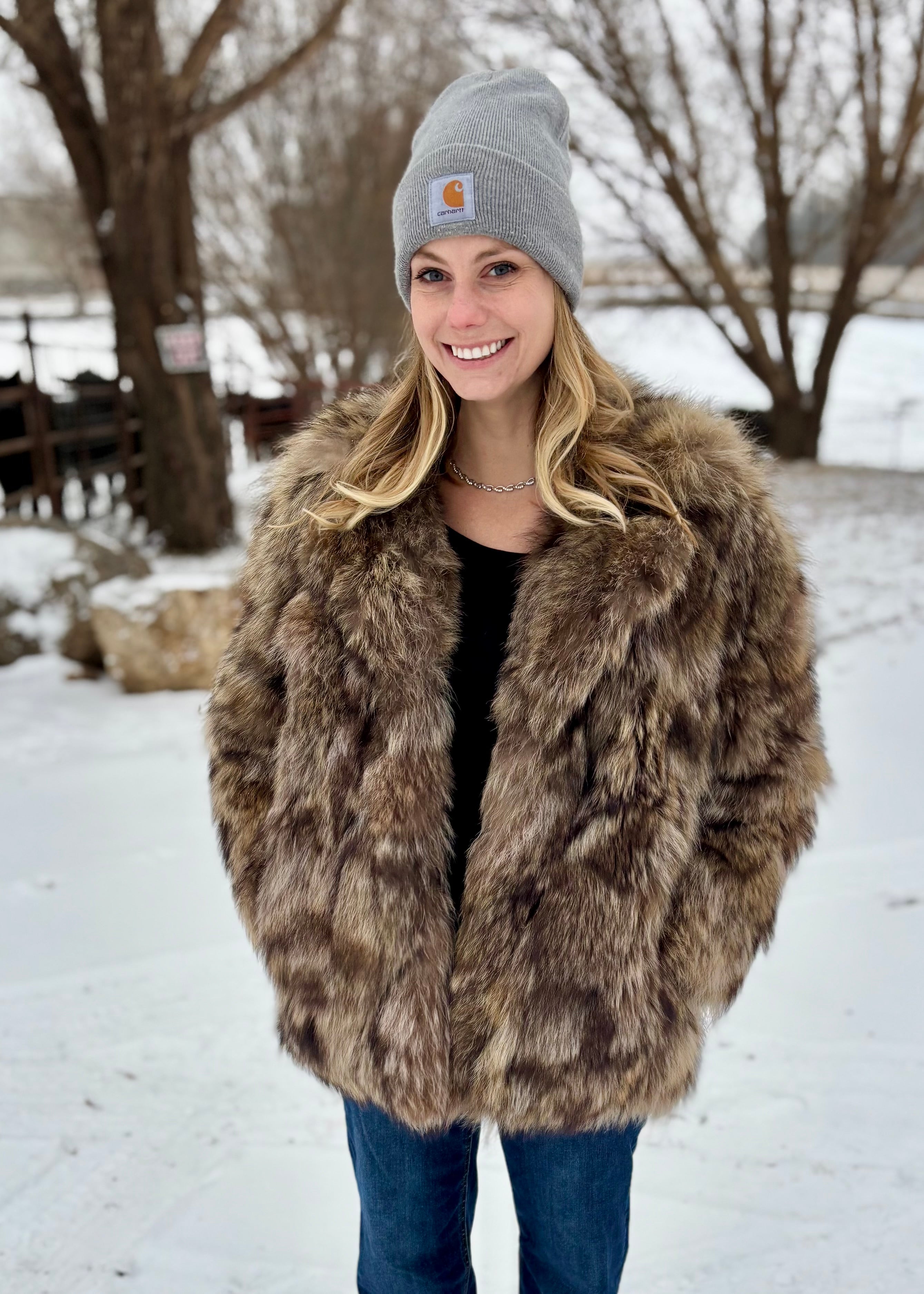 【m】DIANTE Premium eco fur jacket Sz M Genuine Raccoon Jacket – Dakota Darling