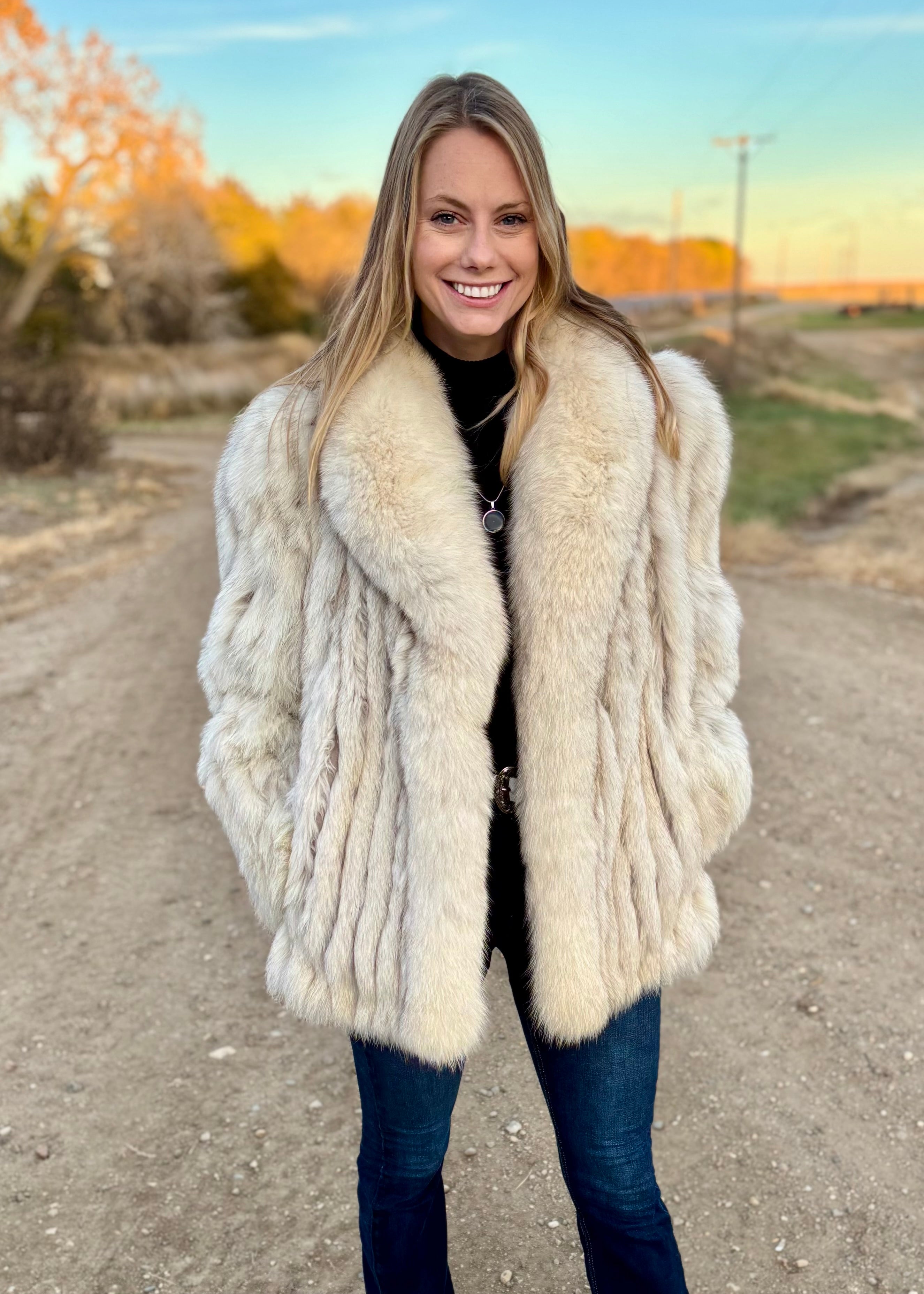 Sz L Genuine Blue Fox Jacket – Dakota Darling