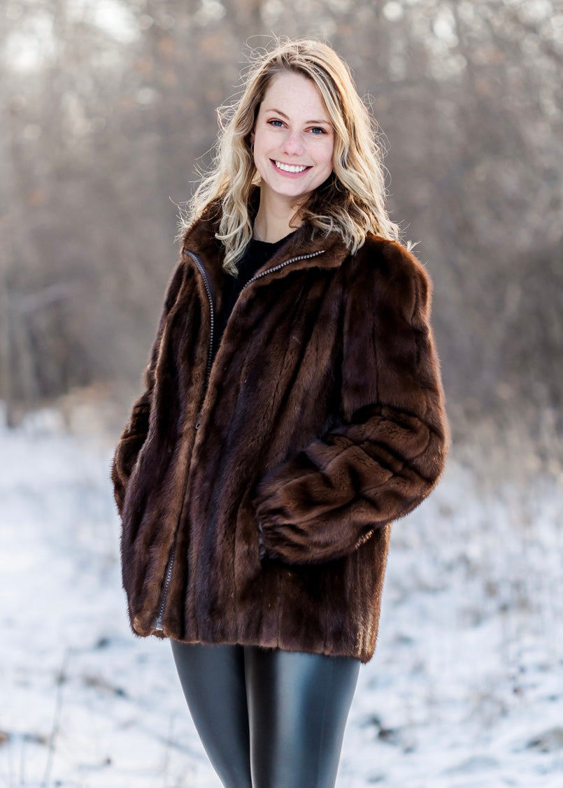 Sz L Genuine Brown Mink Fur Jacket – Dakota Darling Furs