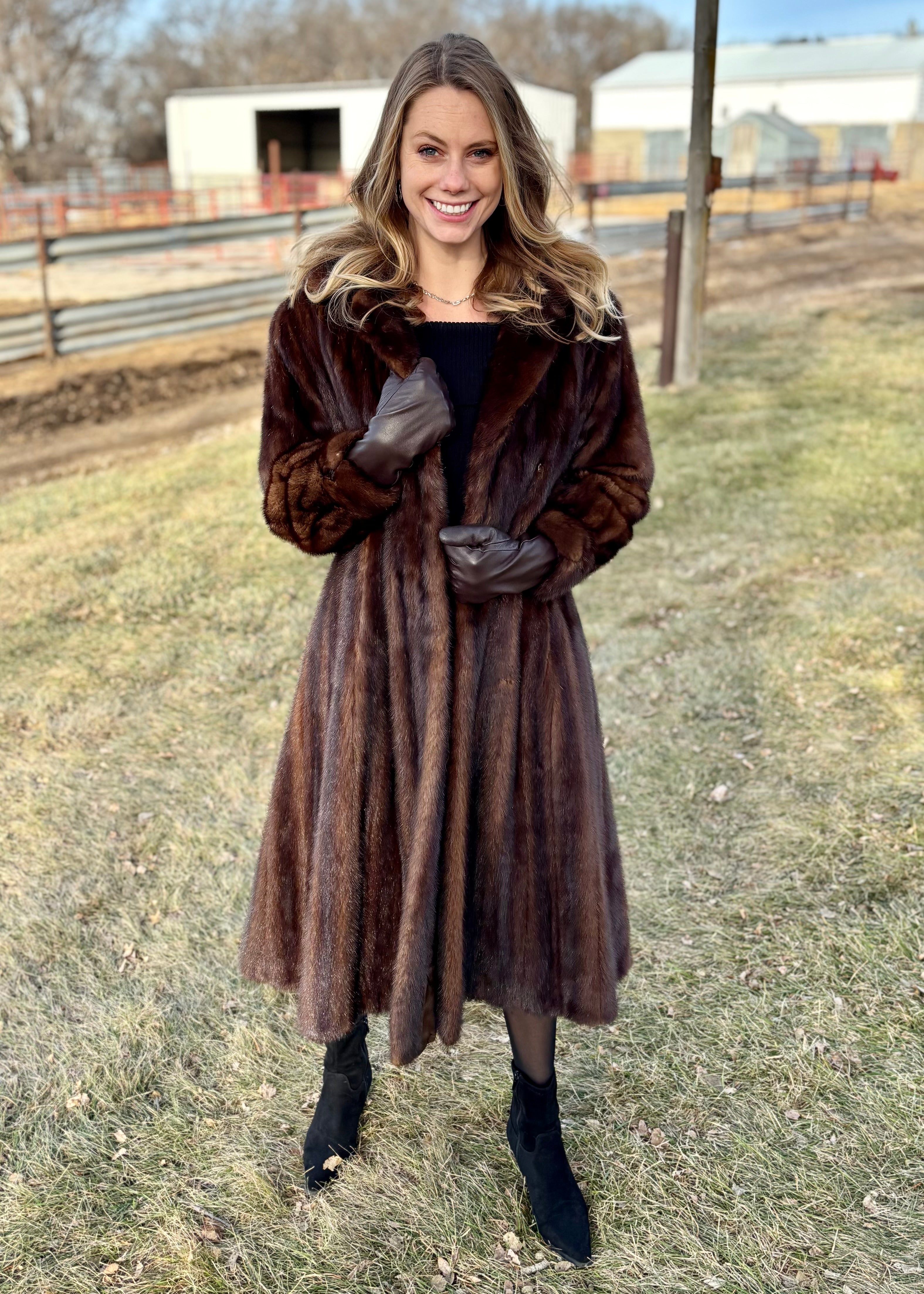Sz S/M Genuine Brown Mink Full Length Coat – Dakota Darling Furs